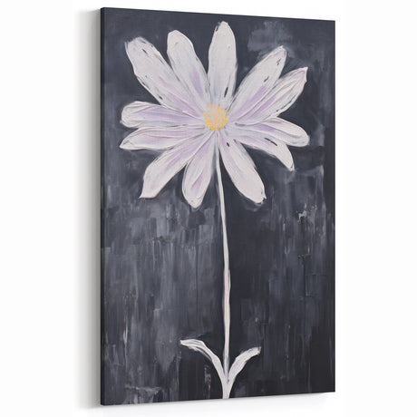 Minimalist Electric Flower Art - Black and White Floral Canvas Decor