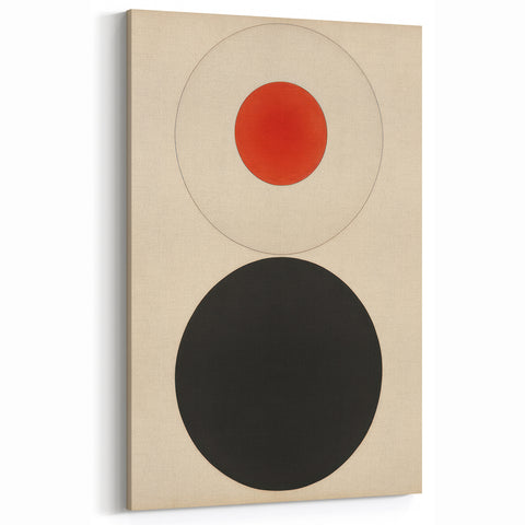 Bold Minimalist Circle Art - Red and Black Geometric Wall Canvas Decor
