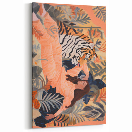 Surreal Electric Art Canvas – Vibrant Tiger & Foliage Wall Decor
