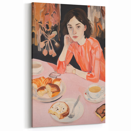 Contemplative Electric Art Canvas – Vibrant Breakfast Scene Wall Decor