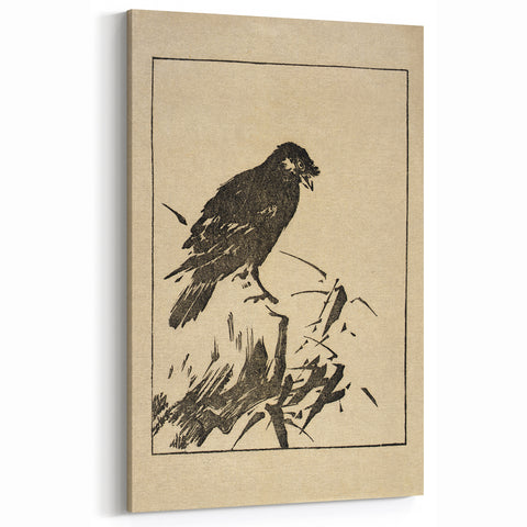 Minimalist Bird Grunge Art - Abstract Black and White Canvas Print