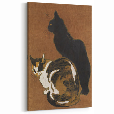 Vintage Cat Grunge Art - Distressed Feline Canvas Print - Urban Decor