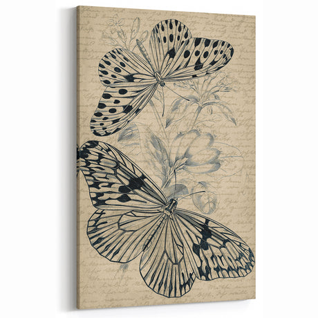 Vintage Butterfly Grunge Art - Botanical Canvas Print - Urban Decor