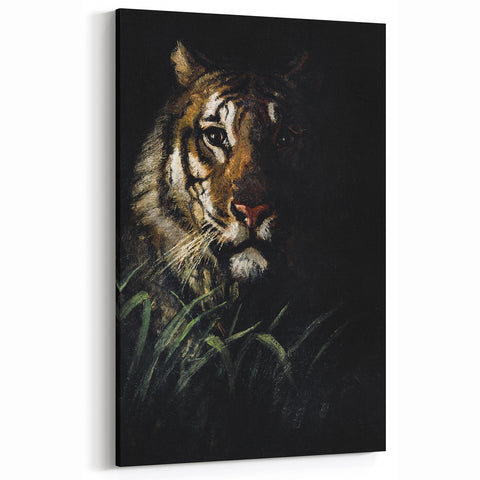 Abstract Grunge Tiger Wall Art - Dark Urban Grunge Canvas Print Decor