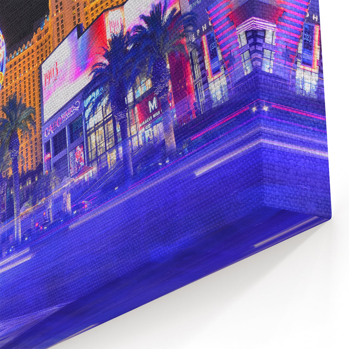 Vegas Skyline Canvas - Paris Las Vegas Eiffel Tower Night Photography