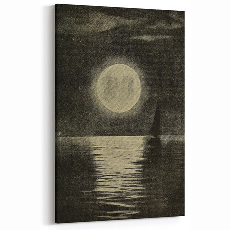Grunge Moonlight Wall Art - Vintage Night Sky Canvas Print Decor