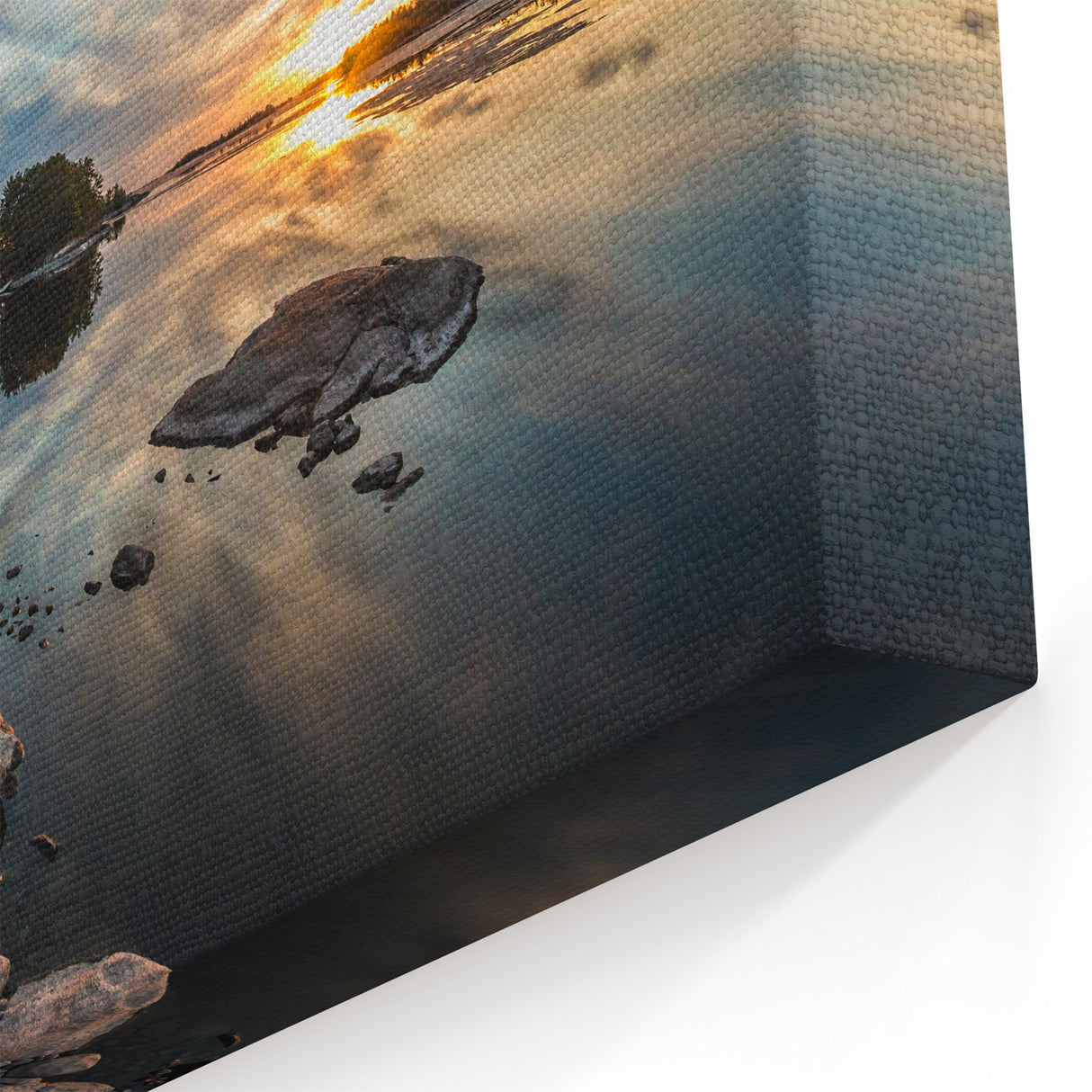Minnesota Sunset Lake and Pines - Framed and Canvas Wall Art for Decor