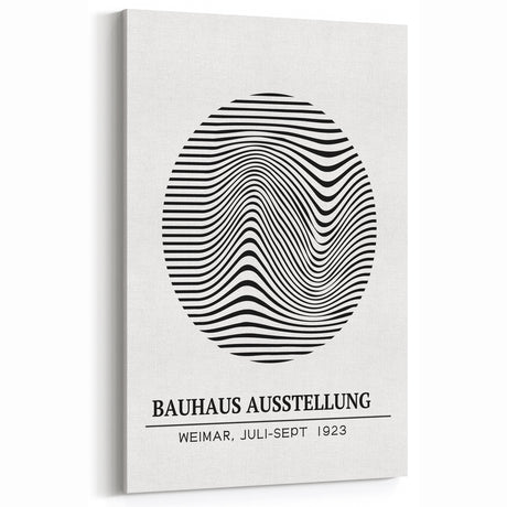 Bohemian Wall Art | Bauhaus Wavy Lines Circle Boho Canvas | Eclectic Print