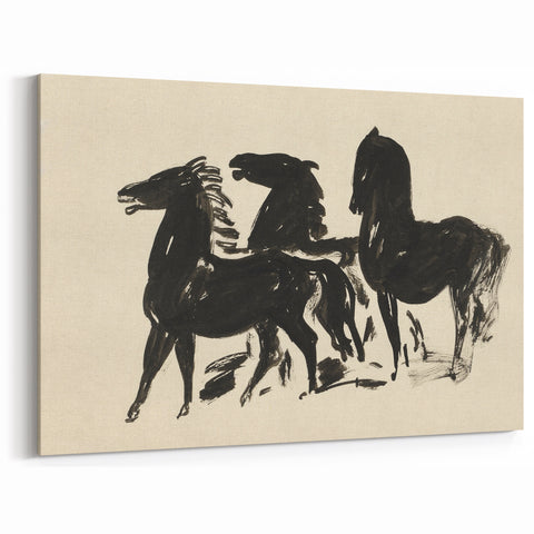 Grunge Wall Art - Abstract Horse Canvas Print for Edgy Decor