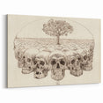 Grunge Wall Art - Skull and Tree Sketch Canvas for Dark Aesthetic Decor