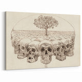 Grunge Wall Art - Skull and Tree Sketch Canvas for Dark Aesthetic Decor