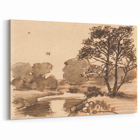 Grunge Landscape Art Print - Vintage Nature Canvas - Rustic Decor Accent