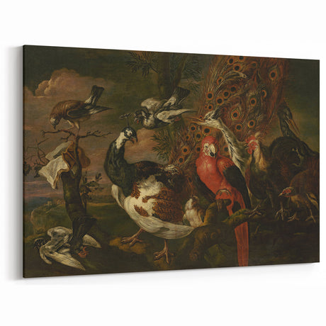 Grunge Bird Art Print - Vintage Exotic Birds Canvas - Dark Rustic Decor