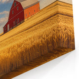 Framed Nebraska Art - Red Barn and Golden Wheat Field Nebraska Prints