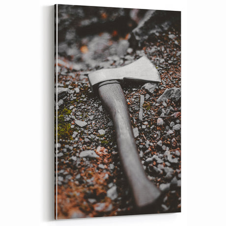 Rustic Wall Art: Axe on Gravel Close-Up – Industrial Farmhouse Decor Print