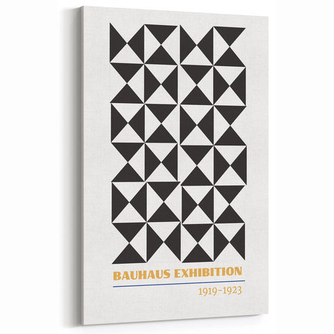 Bohemian Wall Art | Bauhaus Geometric Black & White Canvas | Eclectic Print