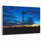Nebraska Panoramic Art - Scenic Windmill Sunset Nebraska Nature Art