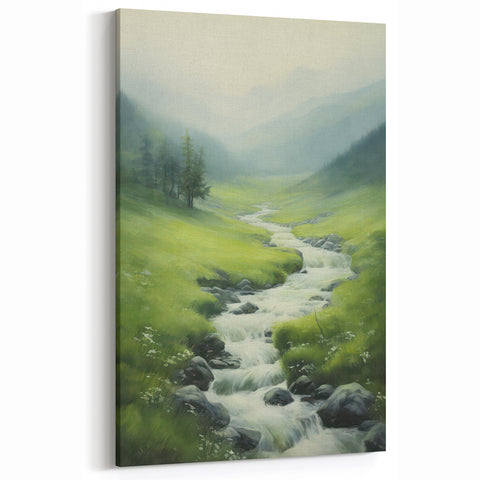 Electric Landscape Wall Art - Vibrant Nature Scene with Flowing Stream
