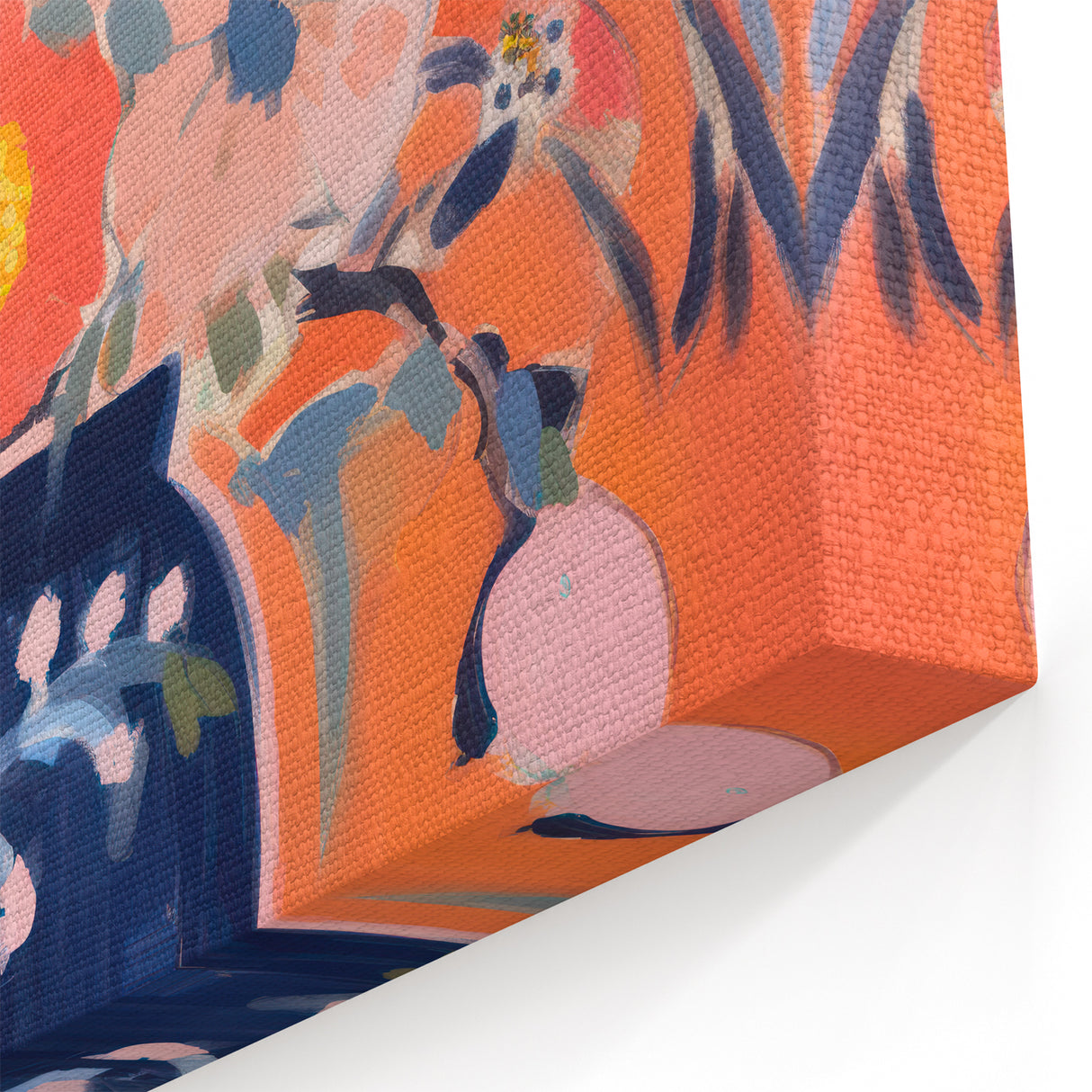 Electric Floral Wall Art - Vibrant Vase with Bold Orange Flower Display