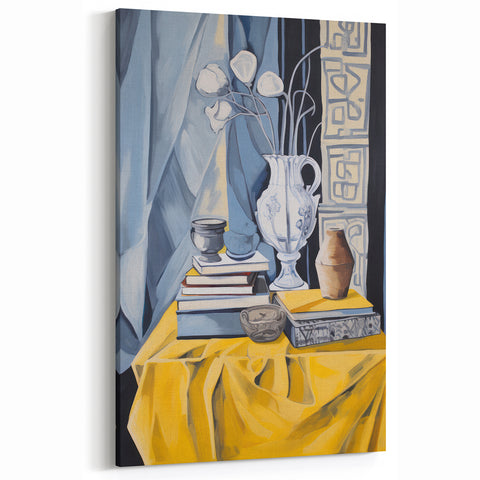 Electric Still Life Wall Art - Bold Modern Decor with Blue and Yellow Accents