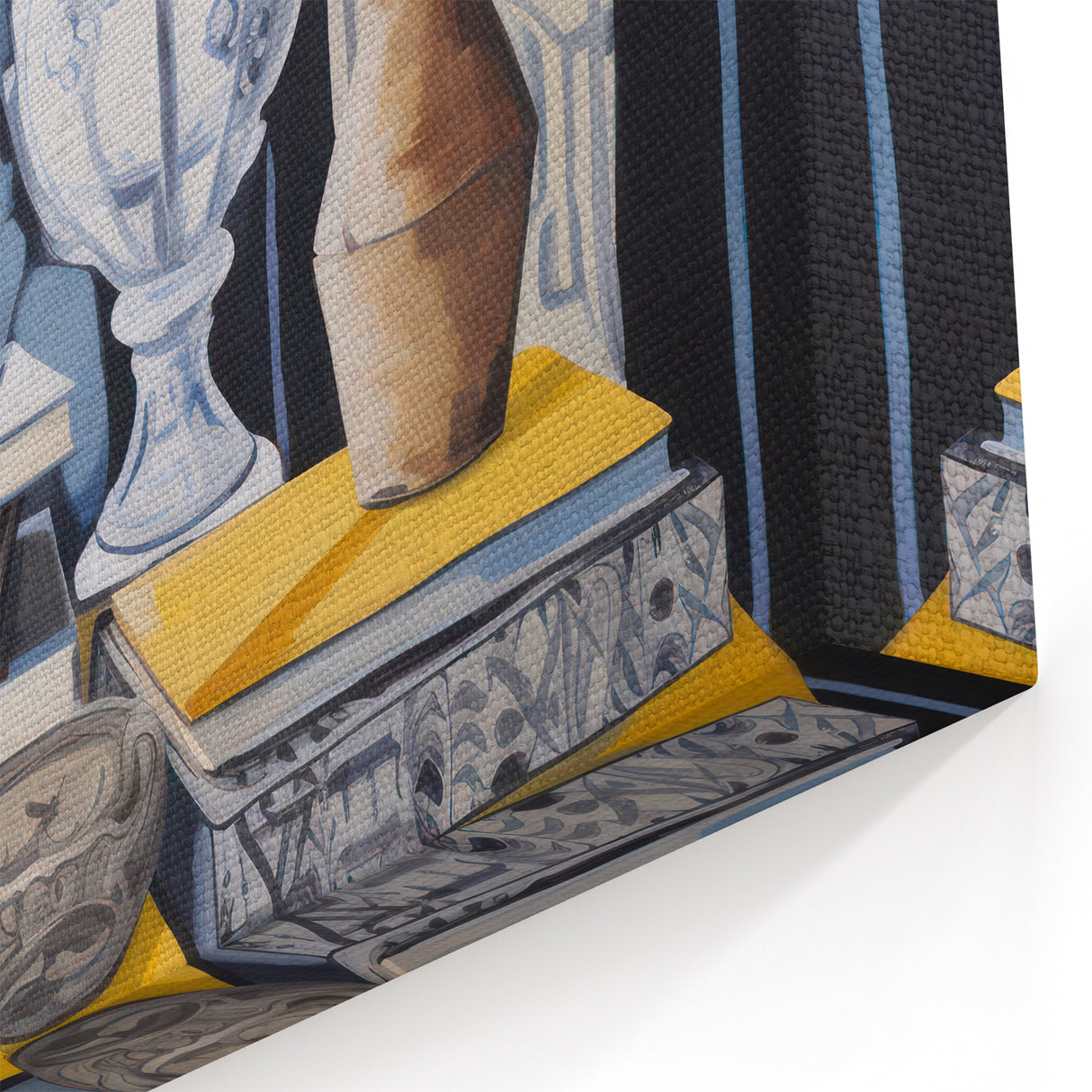Electric Still Life Wall Art - Bold Modern Decor with Blue and Yellow Accents