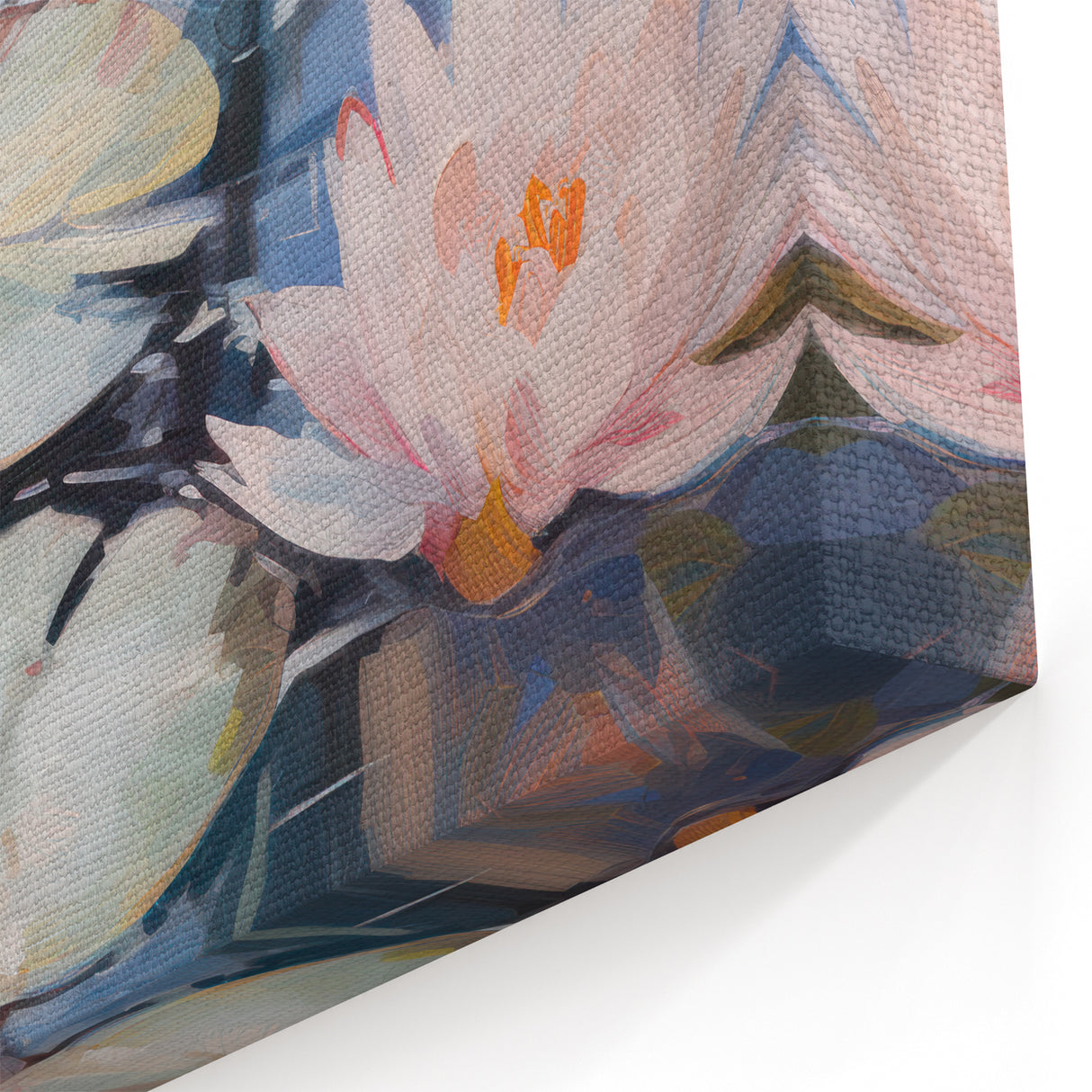 Electric Water Lily Wall Art - Tranquil Pond Scene with Soft Pastel Hues