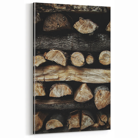 Rustic Wall Art – Stacked Firewood Decor for Farmhouse & Vintage Homes
