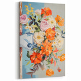Electric Floral Wall Art - Vibrant Bouquet in Modern Vase with Pastel Hues