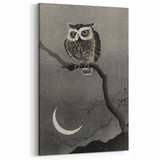 Dark Moody Wall Art - Night Owl and Crescent Moon for Dramatic Spaces