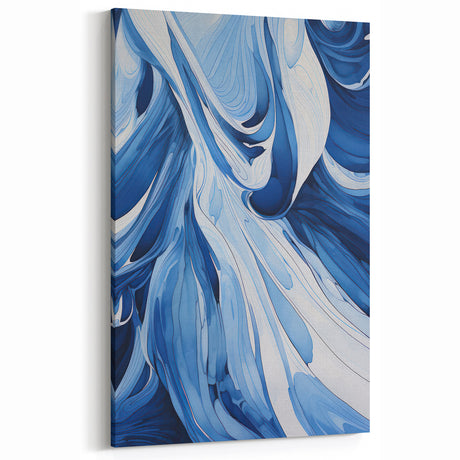 Electric Wall Art | Vibrant Abstract Blue Waves Modern Electric Art Canvas