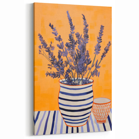 Electric Wall Art | Vibrant Lavender and Stripes Modern Electric Art Canvas