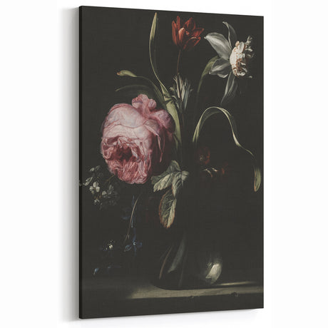 Dark Moody Floral Art - Elegant Flower Arrangement with Rich Lighting