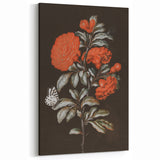 Dark Moody Wall Art - Vibrant Red Floral with Butterfly and Dragonfly