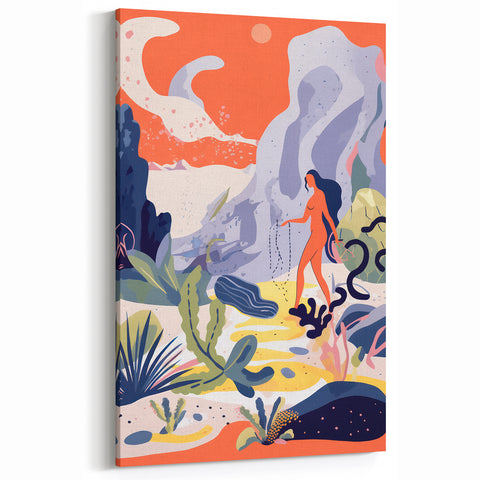 Electric Wall Art | Vibrant Surreal Desert Scene Modern Electric Art Canvas