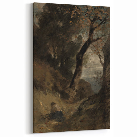 Dark Moody Wall Art | Serene Landscape with Figure in Dramatic Tones