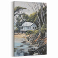 Electric Wall Art | Coastal Cabin Serenity in Nature - Electric Art Print