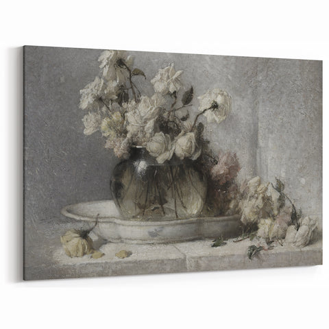 Dark Moody Floral Still Life Art - Timeless Elegance for Interior Decor