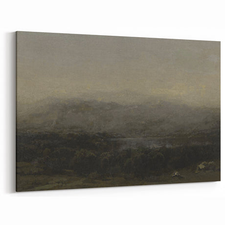 Dark Moody Landscape Art - Serene Atmospheric Hills for Timeless Decor