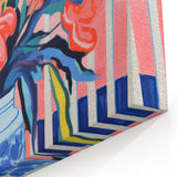 Electric Floral Wall Art: Vibrant Pink & Blue Flowers in Modern Decor
