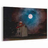 New Jersey Wall Art – Full Moon Over Lighthouse Scenic Night Photography