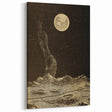 Vintage Moonlit Landscape Grunge Wall Art - Cosmic Grunge Canvas Print