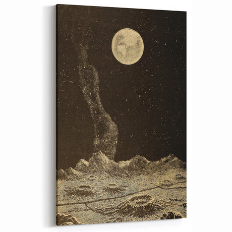 Vintage Moonlit Landscape Grunge Wall Art - Cosmic Grunge Canvas Print