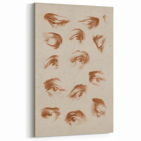 Grunge Wall Art | Vintage Eye Study Sketch | Abstract Grunge Canvas Print