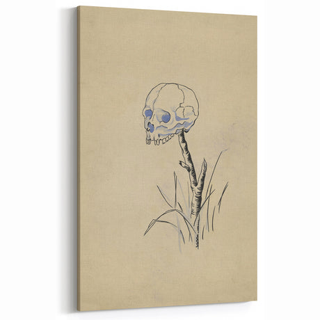 Grunge Wall Art | Vintage Skull on Stick Sketch | Abstract Grunge Print