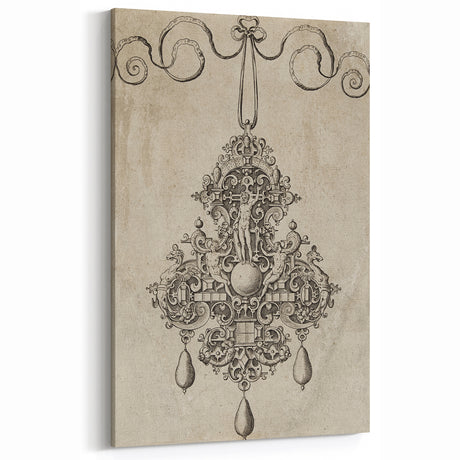 Grunge Wall Art - Vintage Pendant Illustration Grunge Canvas Print Decor