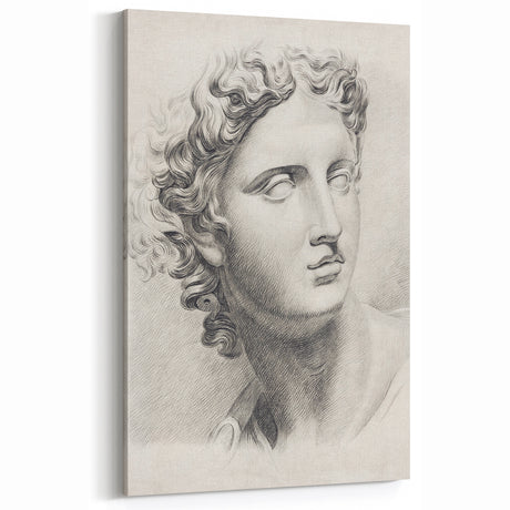 Grunge Wall Art - Vintage Classical Bust Sketch Grunge Canvas Print Decor