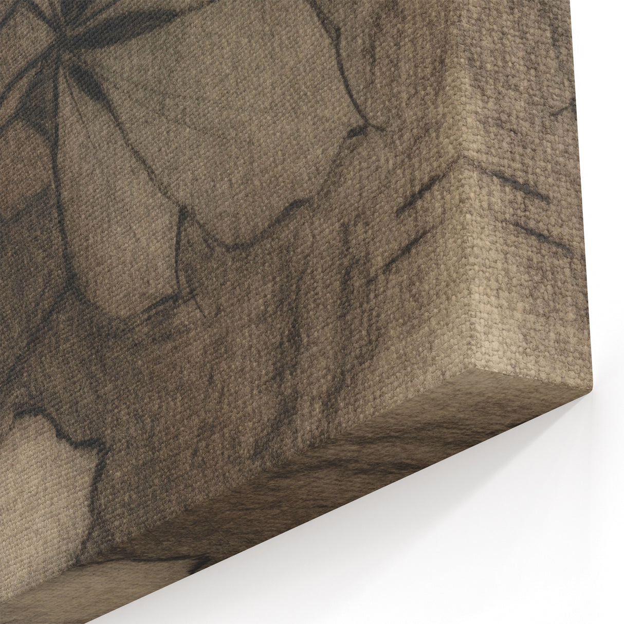Grunge Wall Art - Floral Charcoal Sketch Grunge Canvas Print for Decor