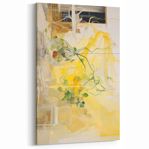 Electric Wall Art with Abstract Floral Design | Vibrant Yellow Decor
