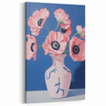 Electric Floral Art with Pink Poppies in Vase | Modern Wall Decor