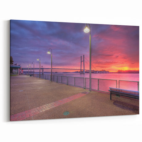 Mississippi River Art - Vibrant Sunset Bridge Canvas Prints